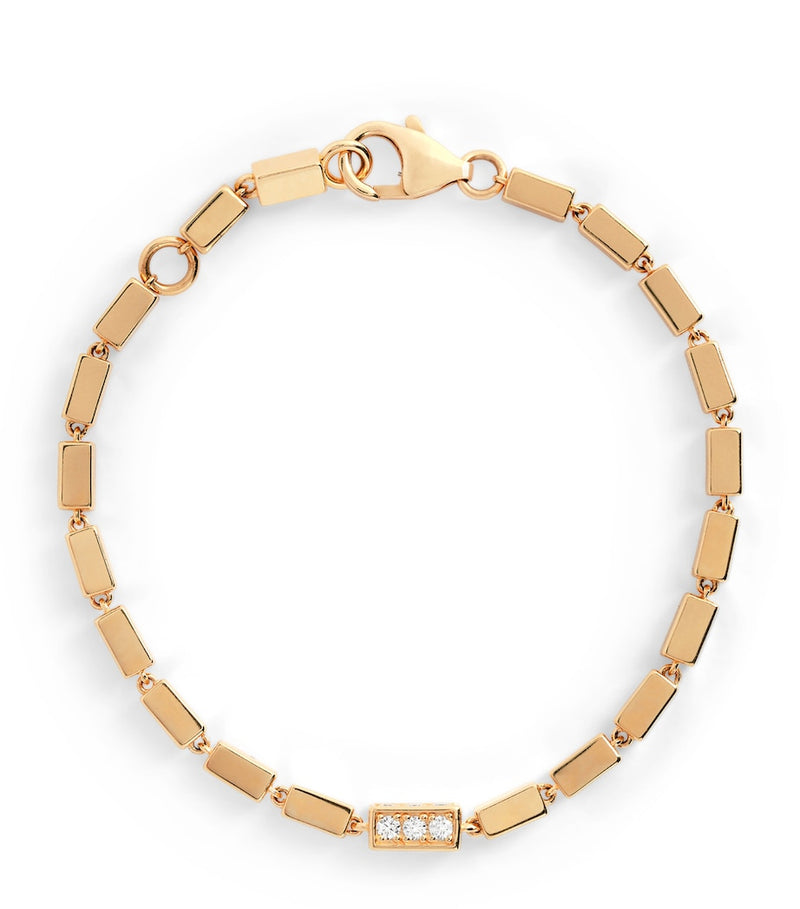 Suzanne Kalan yellow gold diamond block chain bracelet - British product