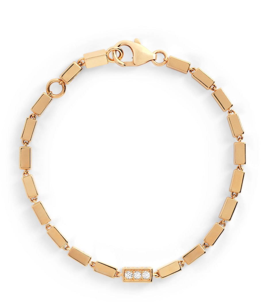 Suzanne Kalan yellow gold diamond block chain bracelet - British product