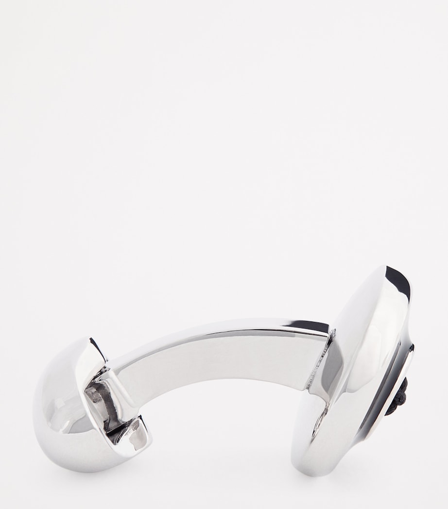 Babette Wasserman rhodium-plated enamel button cufflinks - British product