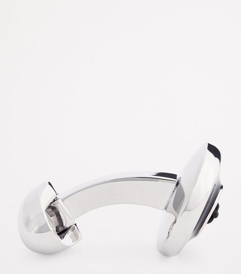 Babette Wasserman rhodium-plated enamel button cufflinks - British product