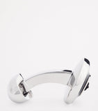 Babette Wasserman rhodium-plated enamel button cufflinks - British product