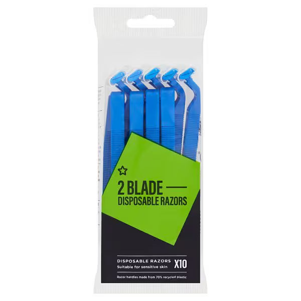 Superdrug Male Twin Blade Disposable Razor x10 (British brand)