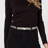 Izabel London metallic coin detail skinny belt (British brand)