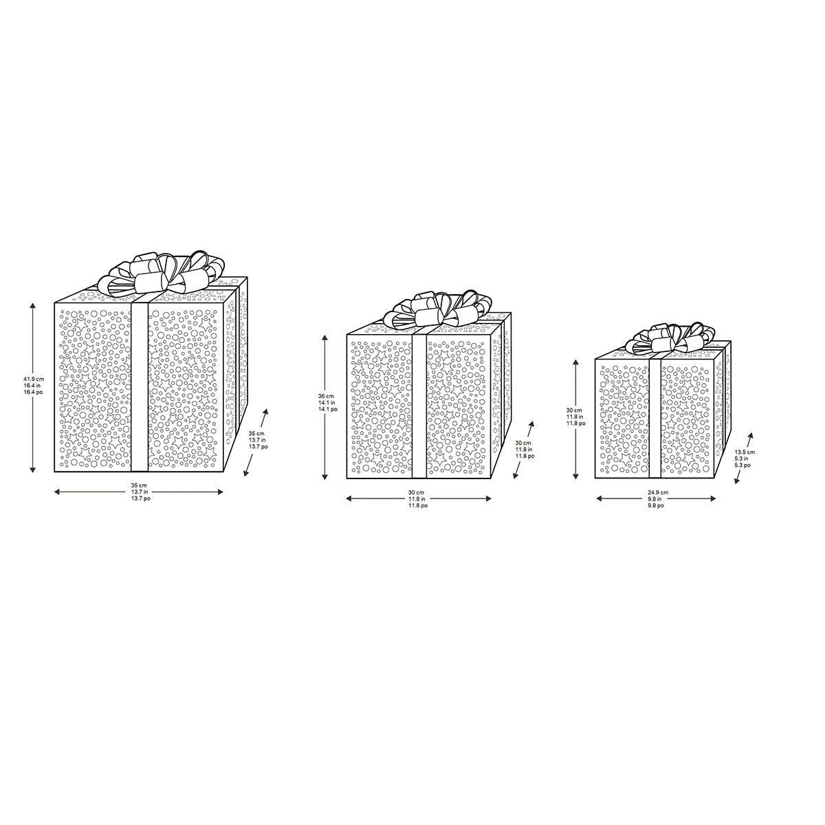 1.3ft ( 41.9cm) Set of 3 LED Holiday Boxes