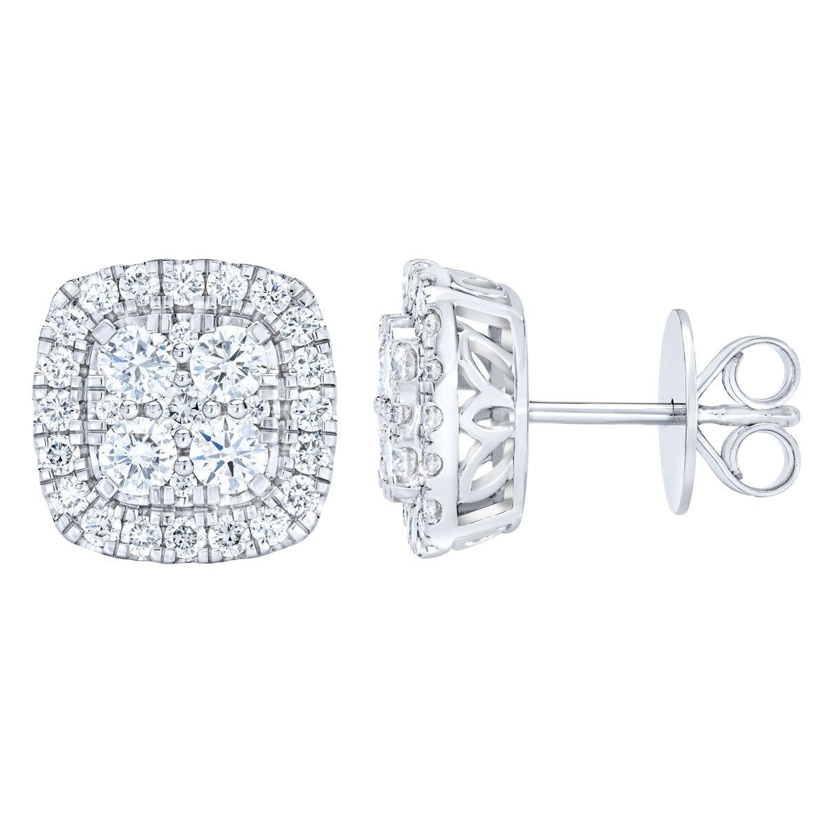 1.50ctw Round Brilliant Cut Diamond Stud Earrings, 14ct White Gold