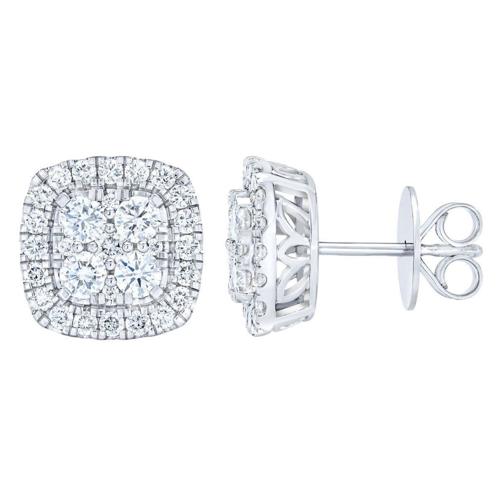 1.50ctw Round Brilliant Cut Diamond Stud Earrings, 14ct White Gold