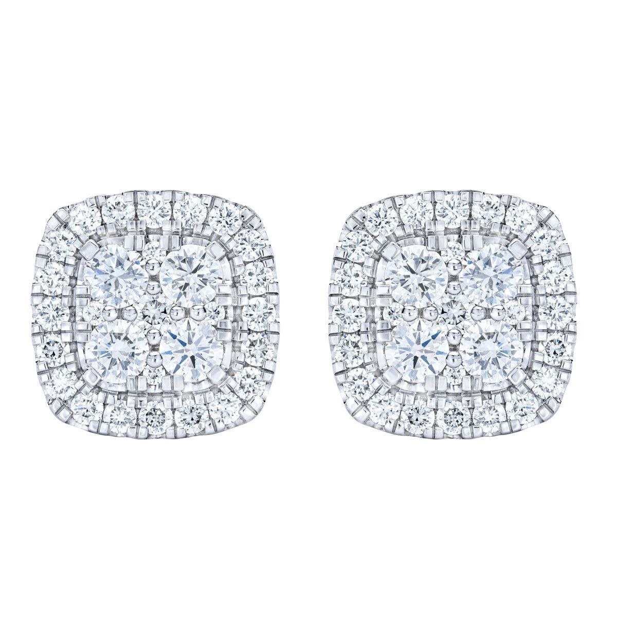 1.50ctw Round Brilliant Cut Diamond Stud Earrings, 14ct White Gold