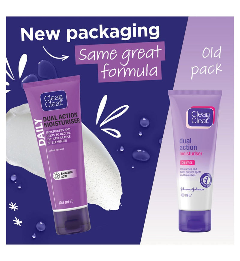 Clean & Clear Dual Action Oil-Free Moisturiser 100ml - British product
