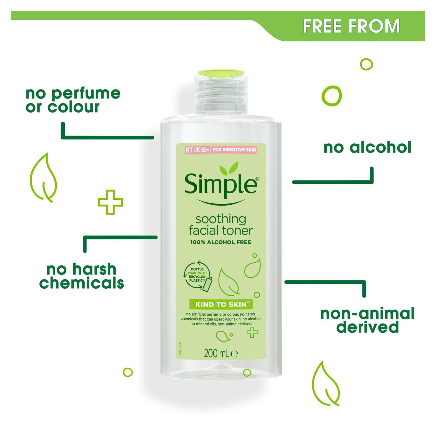 Simple Kind to Skin alcohol free facial toner 200ml (British brand)