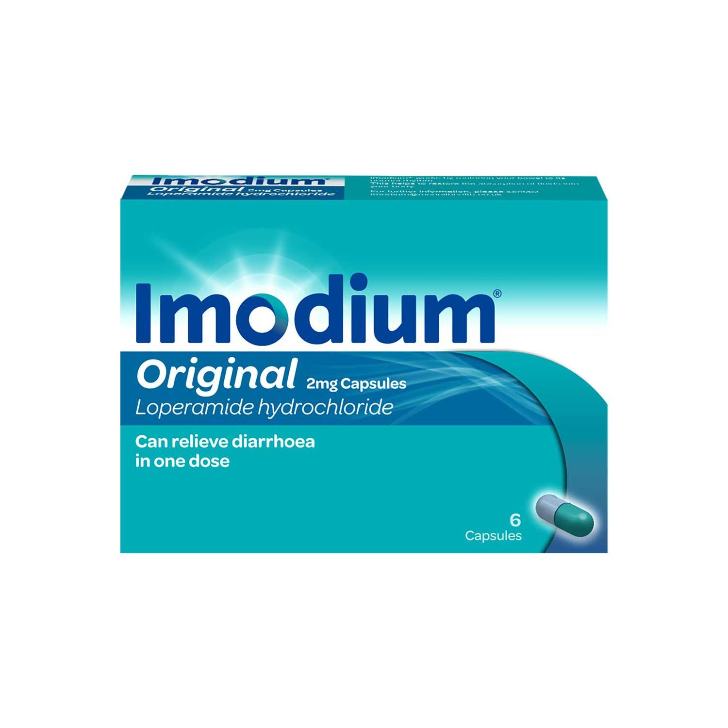 Imodium Original 2mg capsules 6 count (British brand)