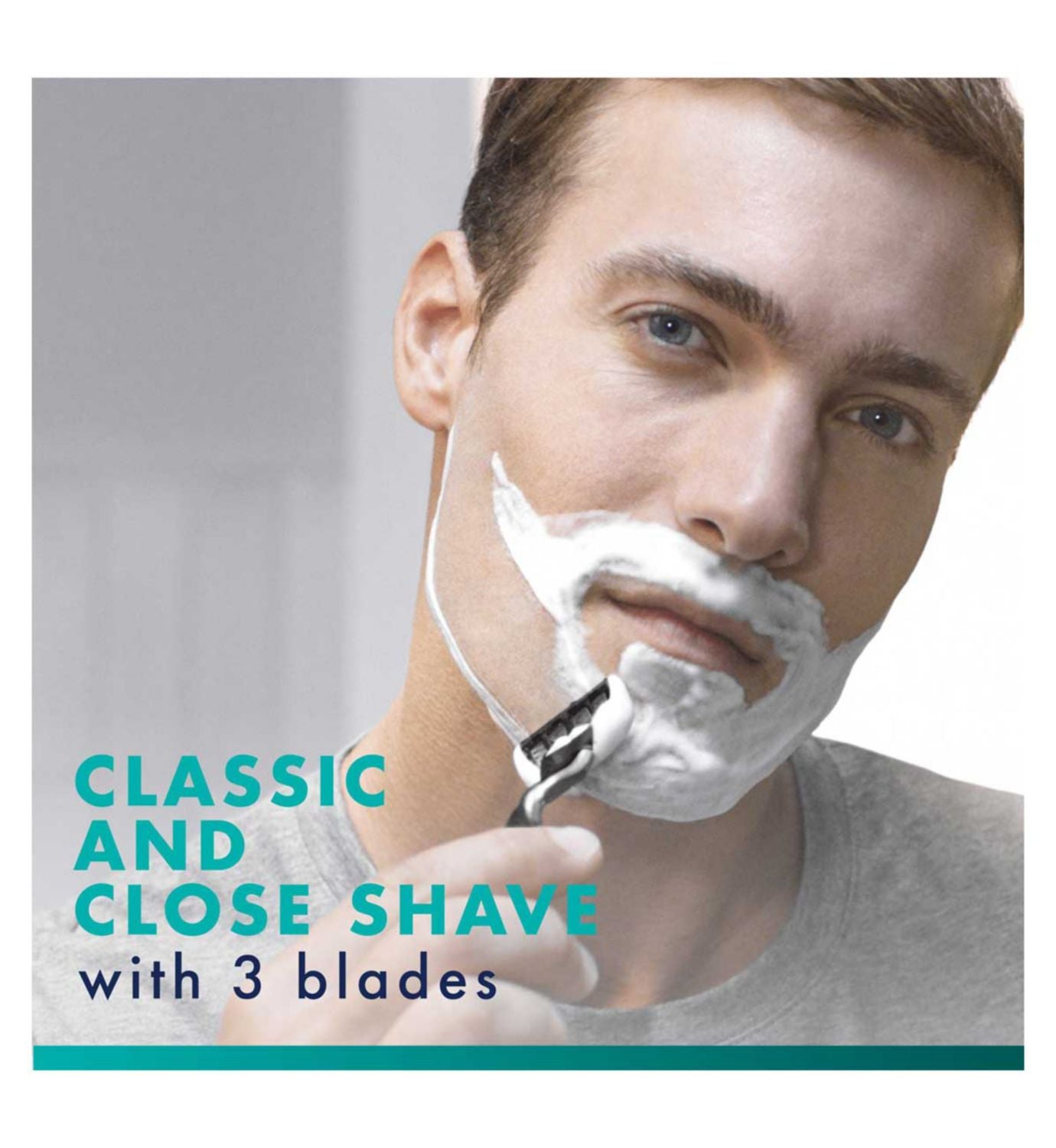 Gillette Mach3 razor handle with 2 blade refills, imported from the UK