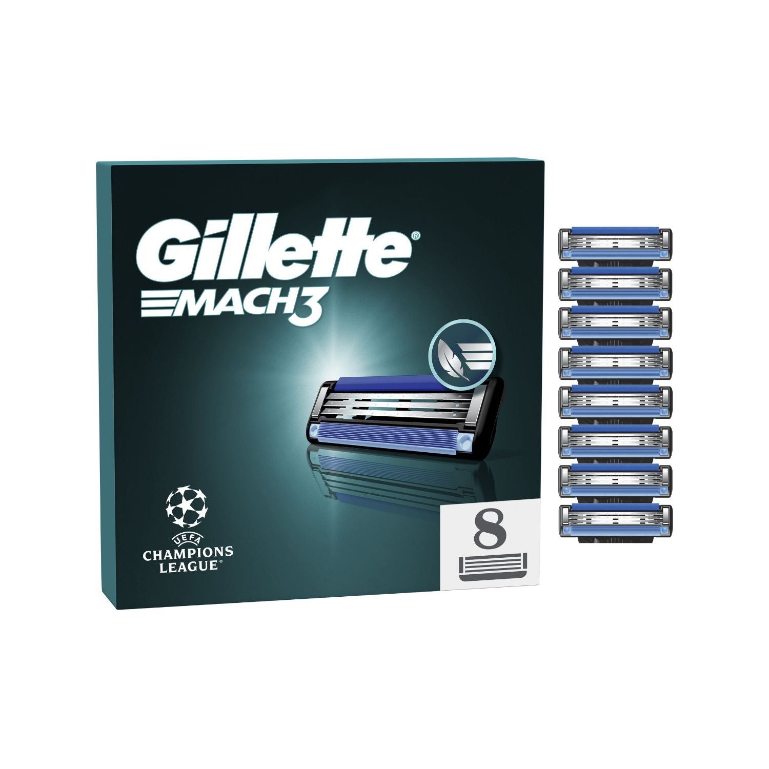 Gillette Mach3 razor blade refills 8 count - British product