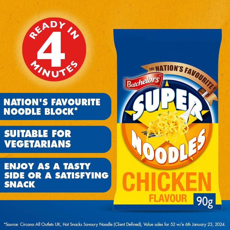 Batchelors Super Noodles Chow Mein 90g, imported from the UK