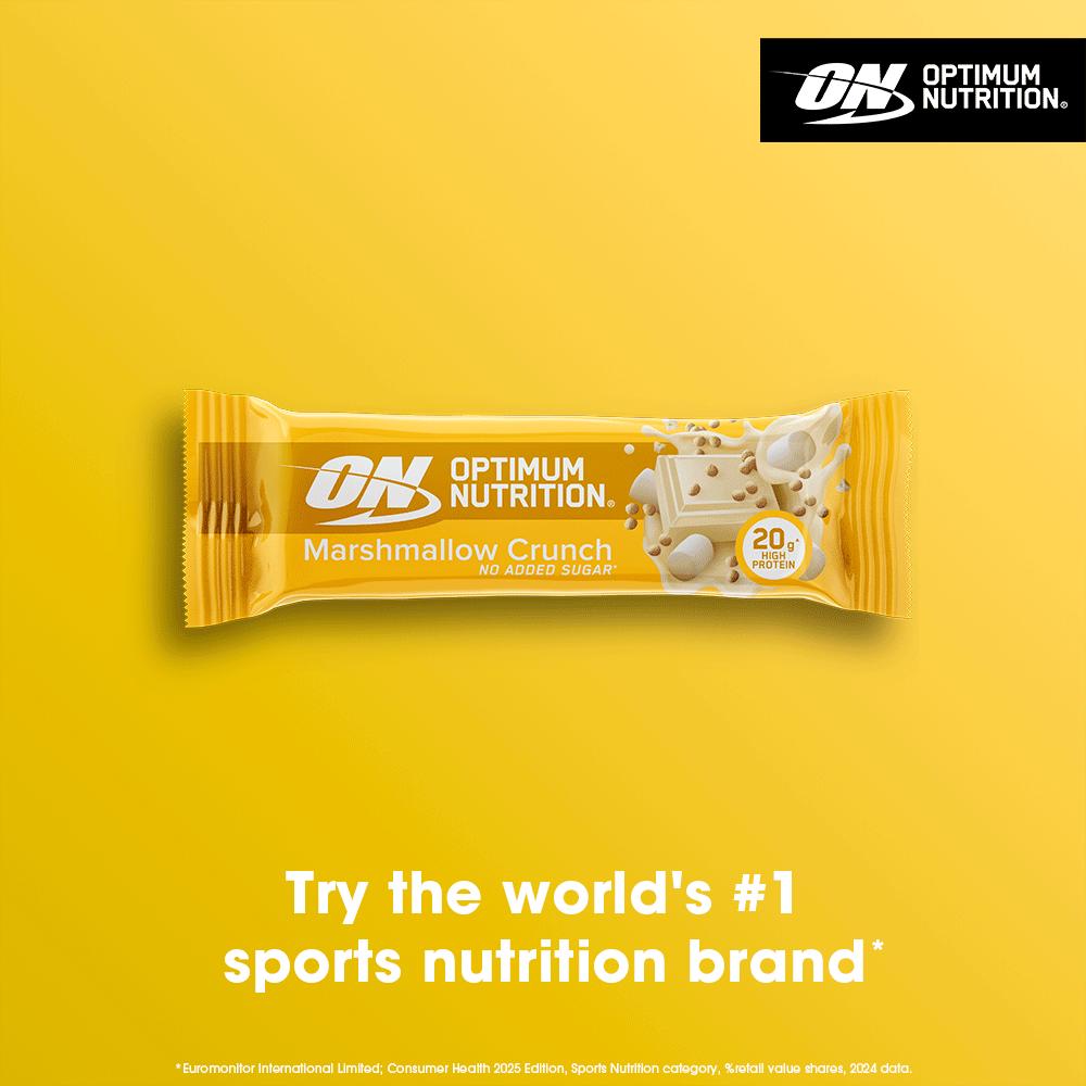 Optimum Nutrition Marshmallow Crunch protein bar 65g, imported from the UK
