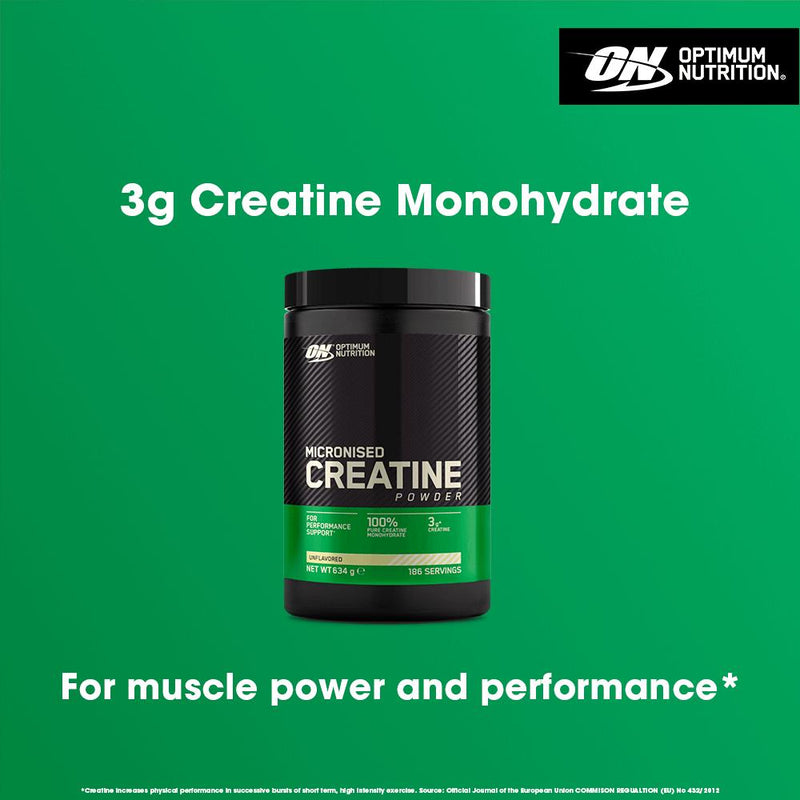 Optimum Nutrition Creatine Powder Unflavoured 634g, imported from the UK