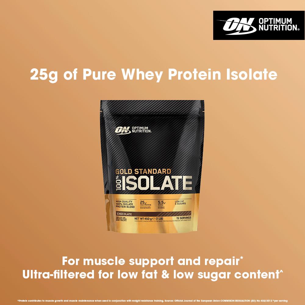 Optimum Nutrition whey protein powder chocolate 450g, imported from the UK