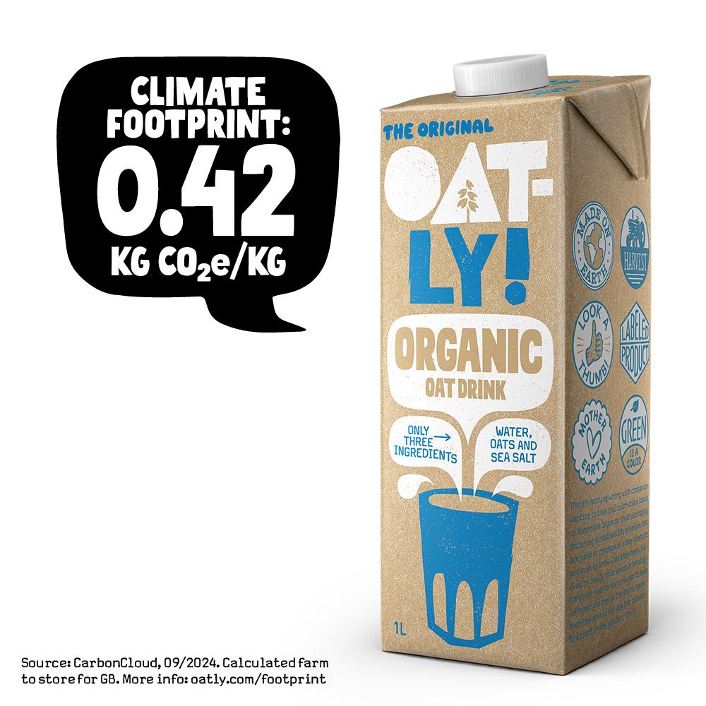 Oatly organic oat drink long life 1L carton, UK version