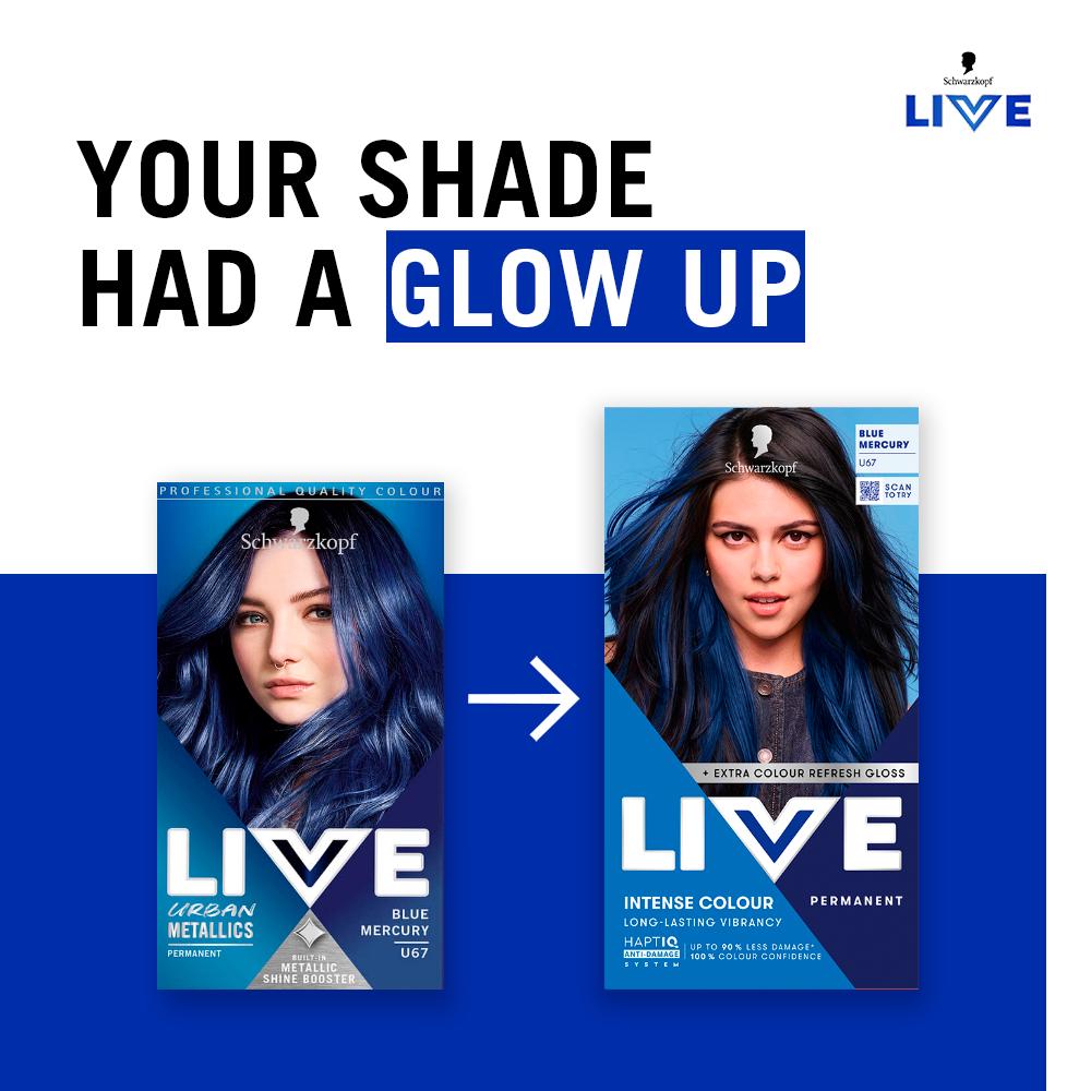 Schwarzkopf Live Intense Blue Mercury hair dye kit - British product
