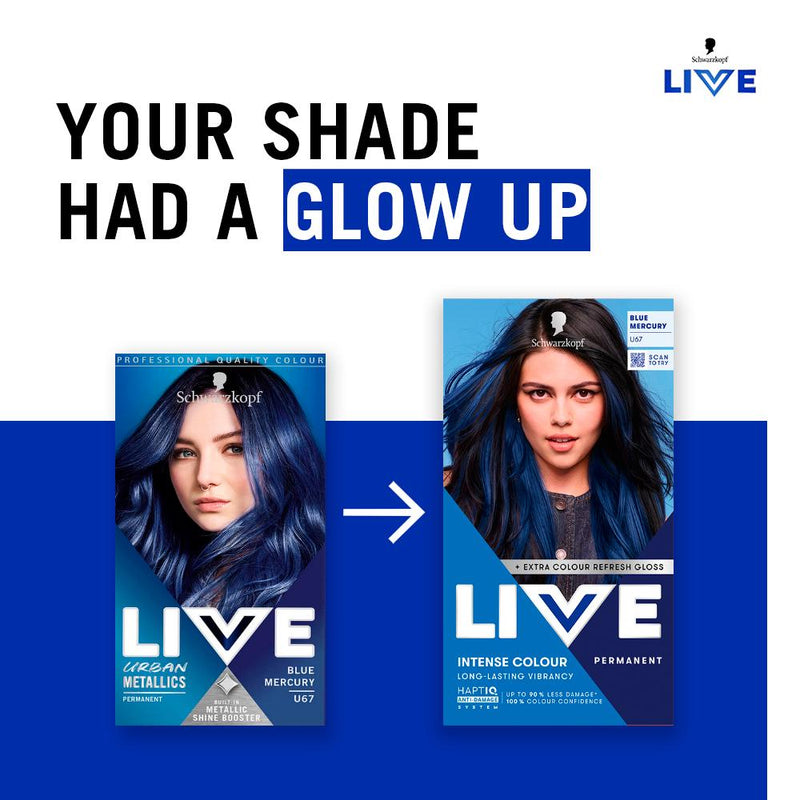 Schwarzkopf Live Intense Blue Mercury hair dye kit - British product
