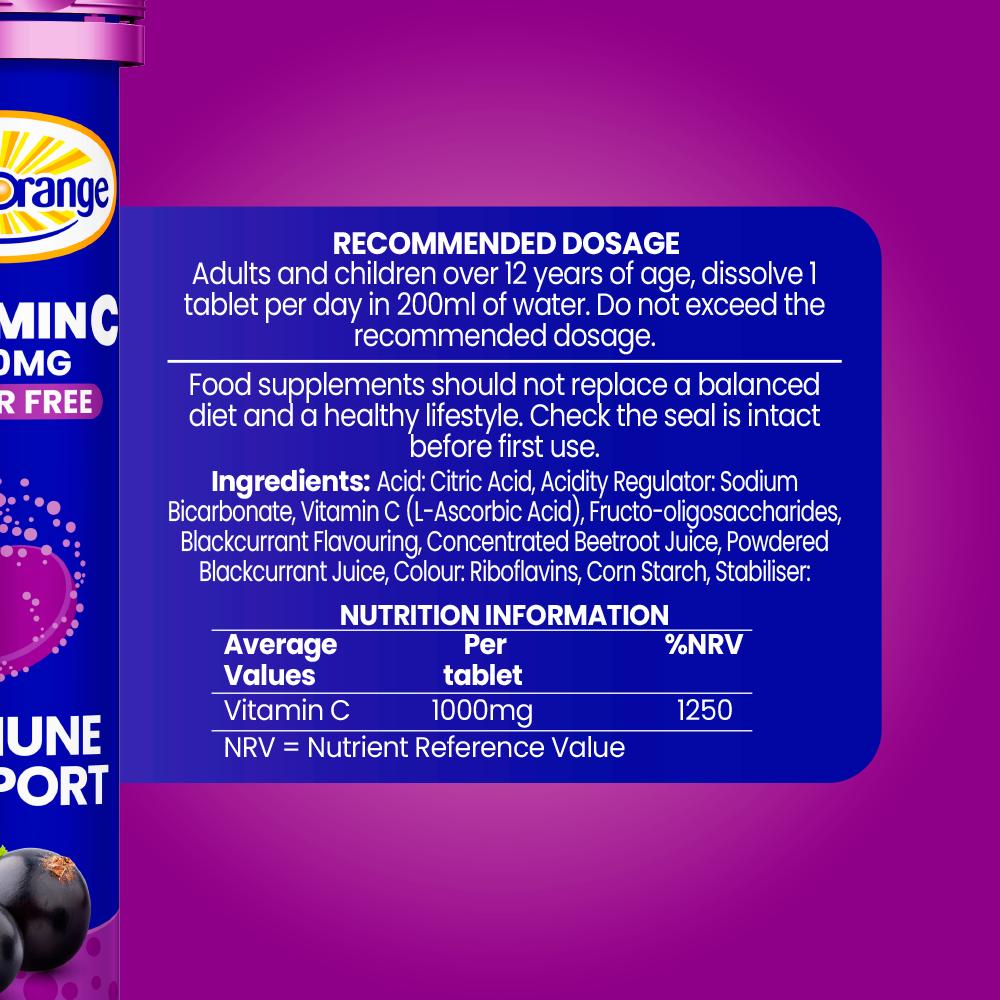 Haliborange effervescent vitamin C blackcurrant flavour 20 tablets - British product