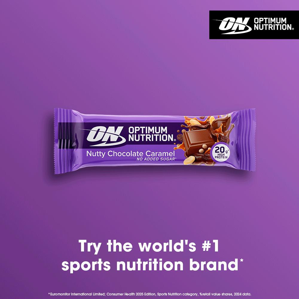 Optimum Nutrition protein bar Nutty Chocolate Caramel 70g, imported from the UK