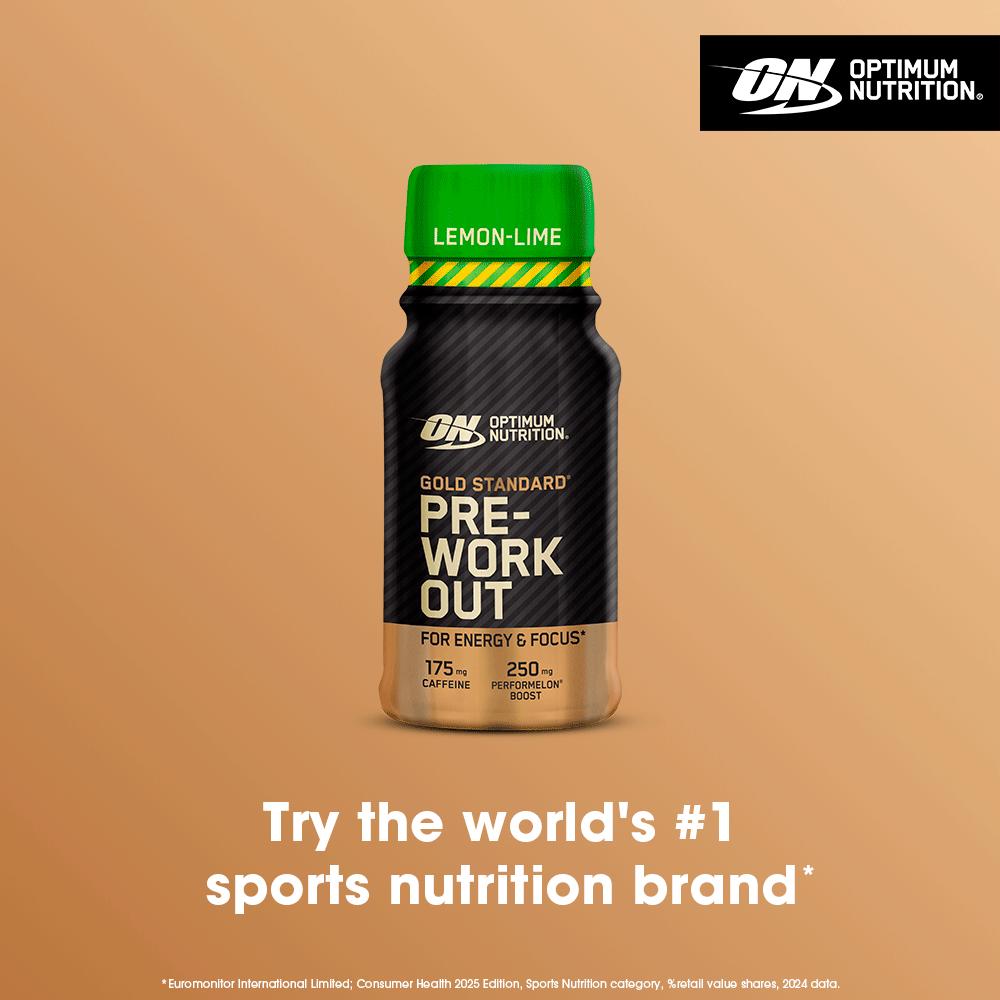 Optimum Nutrition pre-workout energy shot Lemon Lime 60ml, imported from the UK