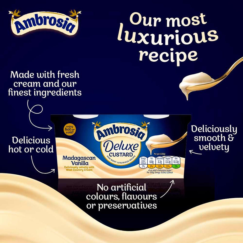 Ambrosia Madagascan vanilla custard dessert pots 2 x 120g, UK version