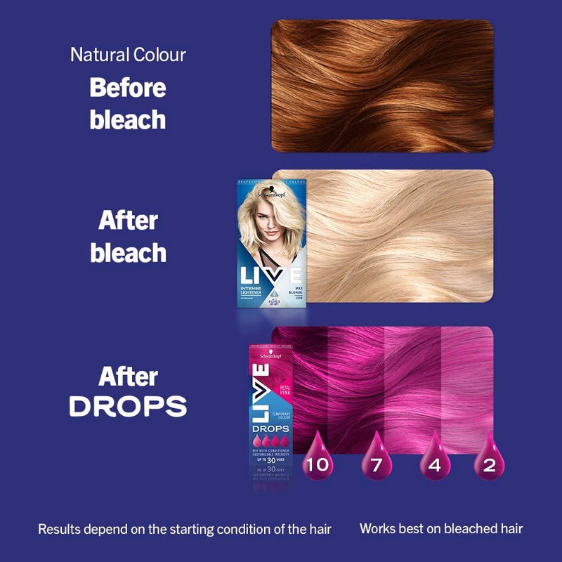 Schwarzkopf Petal Pink temporary hair dye drops 30ml (British brand)