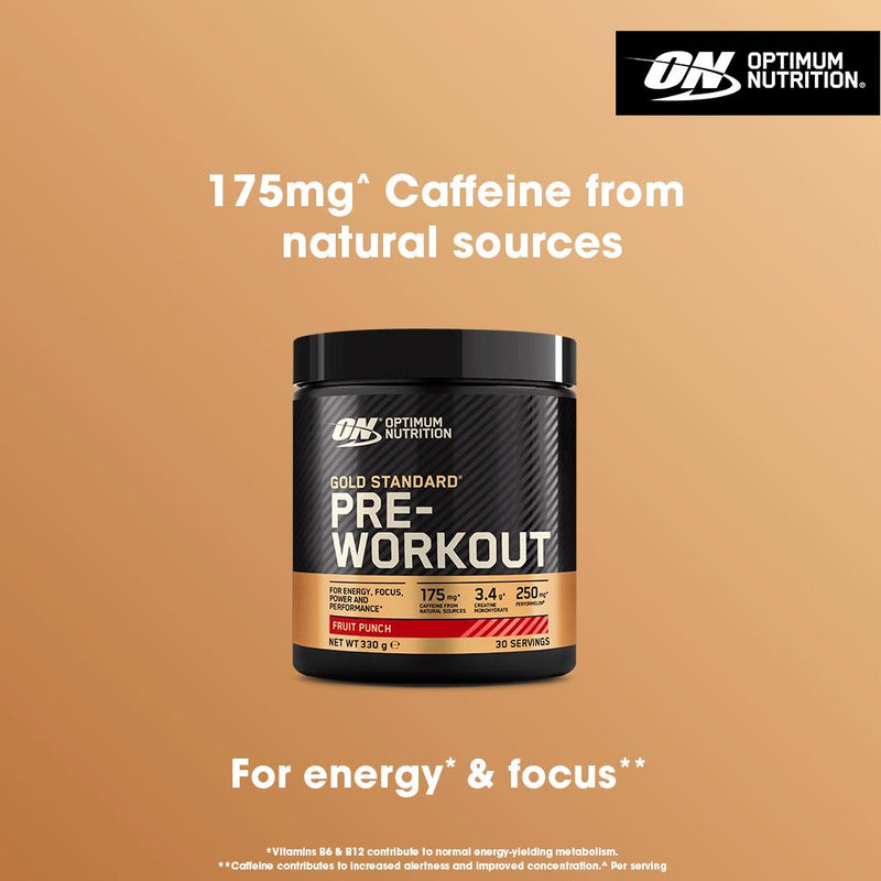 Optimum Nutrition Gold Standard Pre Workout Fruit Punch 330g, imported from the UK