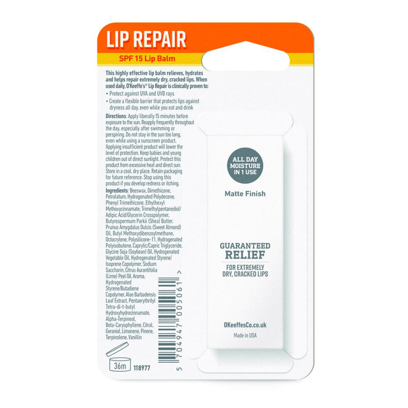 O'Keeffe's Lip Repair and Protect SPF 15 lip balm 4.2g (British brand)