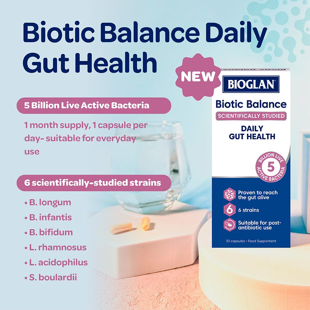 Bioglan Biotic Balance 30 capsules gut health supplement, imported from the UK