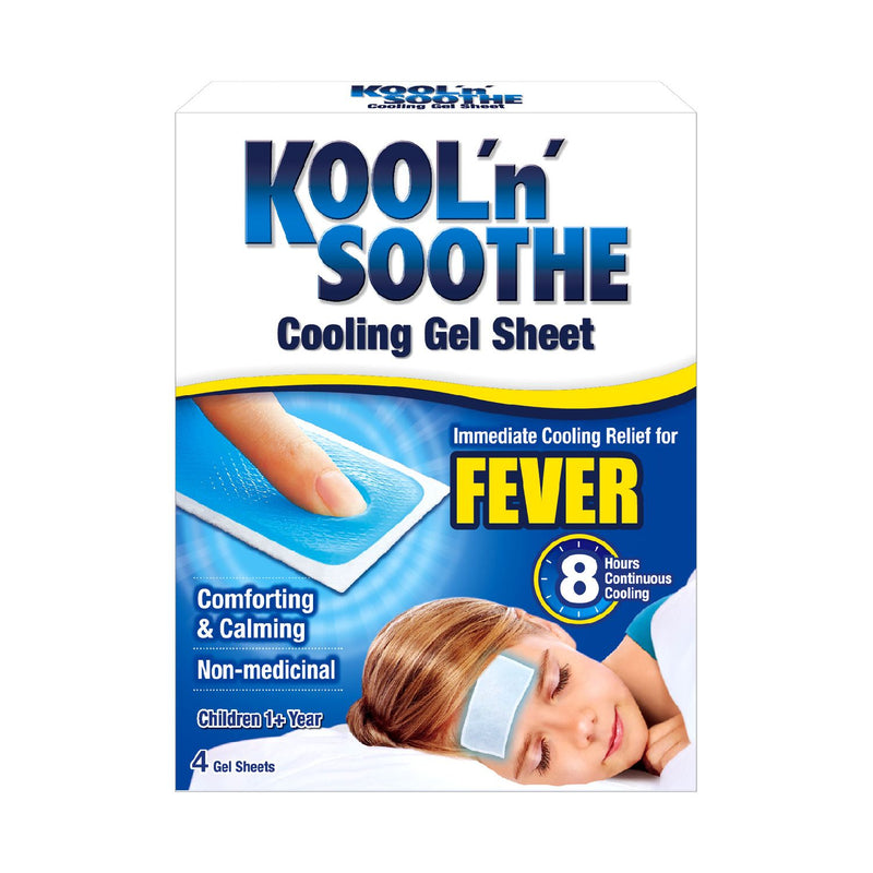 Kool 'n' Soothe gel sheets 4 pack, imported from the UK