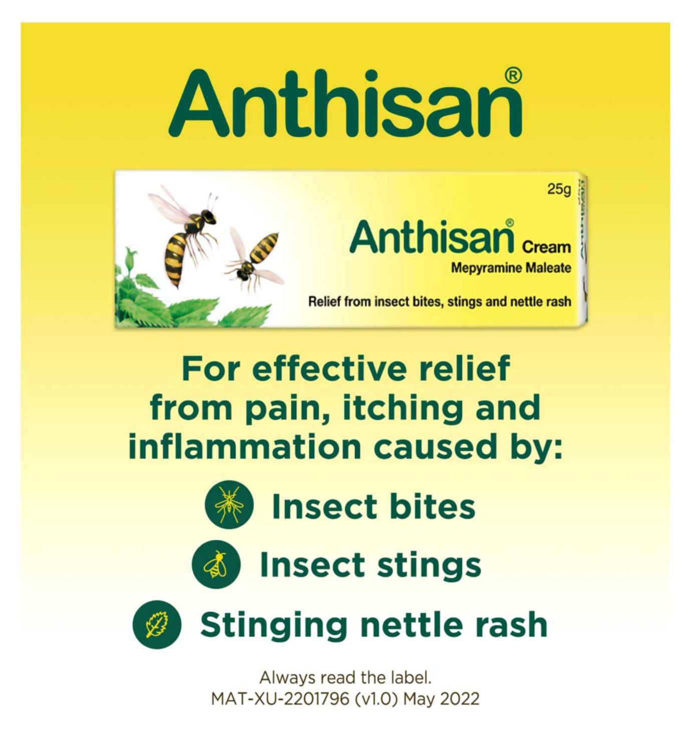 Anthisan Insektenstich- und -bisscreme 20 g - Britisches Produkt