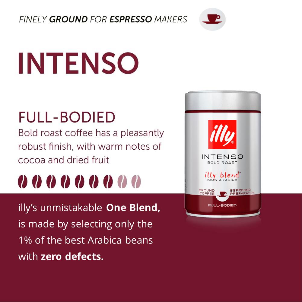 Illy espresso dark roast ground coffee 250g - British product