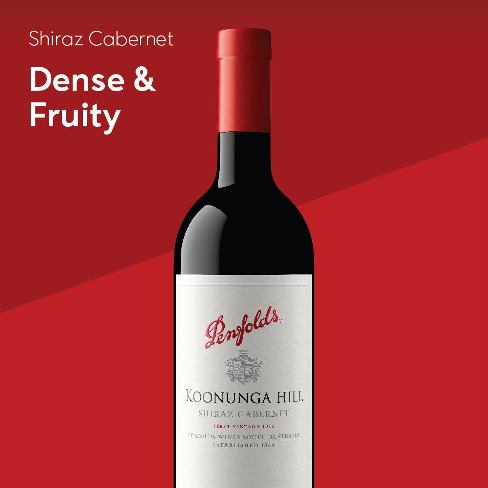 Penfolds Koonunga Hill Shiraz Cabernet red wine 75cl, UK version