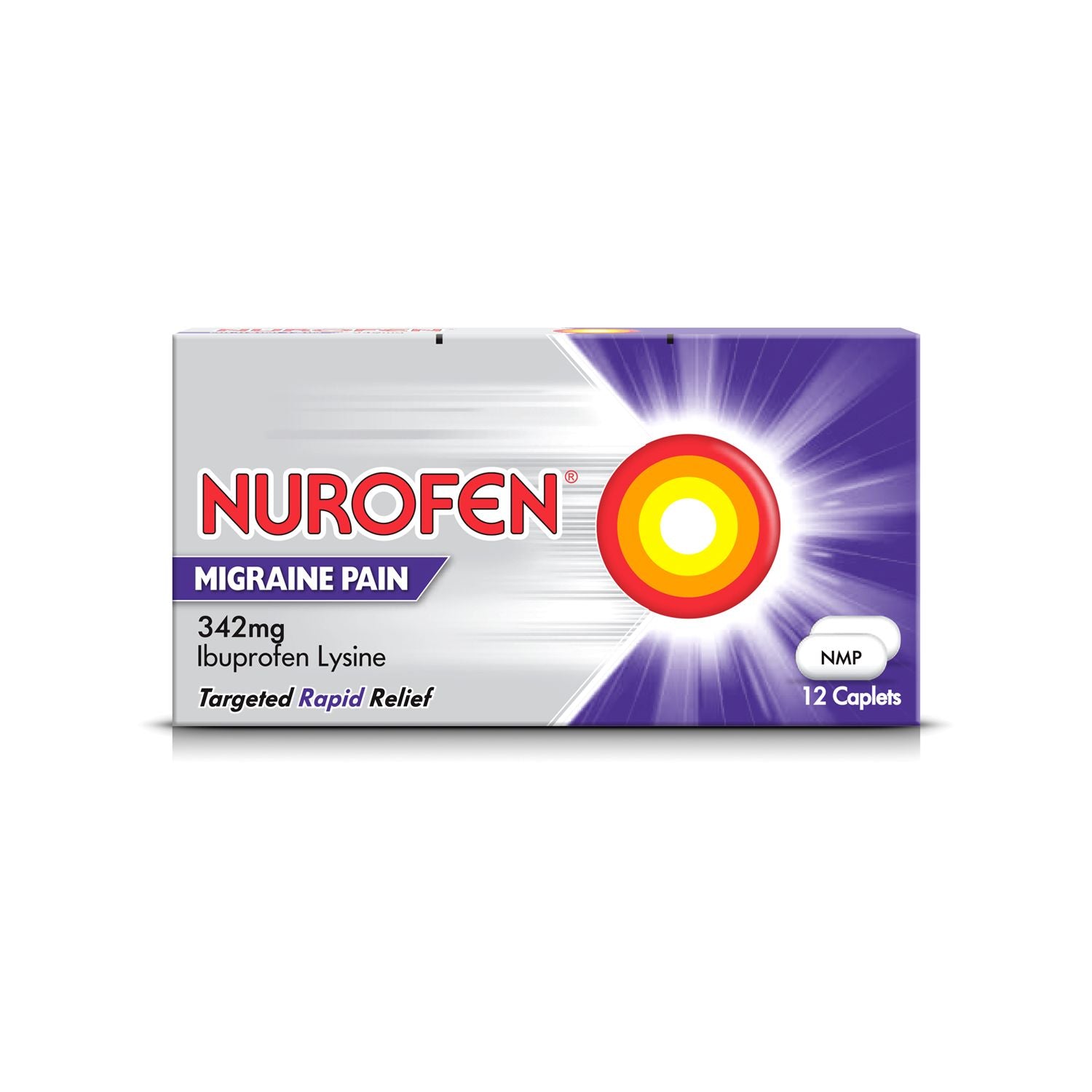 Nurofen migraine pain relief 342mg caplets 12 pack, UK version