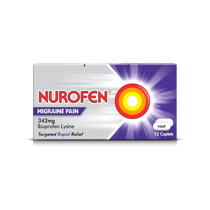 Nurofen migraine pain relief 342mg caplets 12 pack, UK version