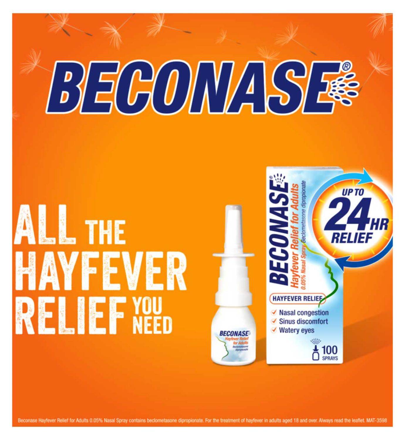Beconase hayfever relief nasal spray 100 sprays - British product