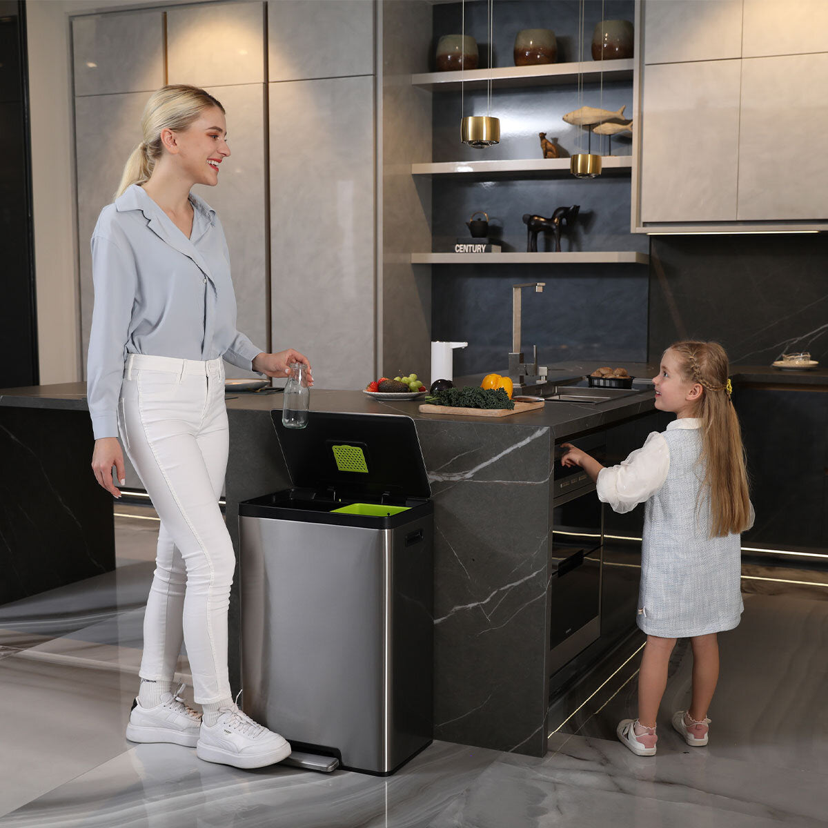 EKO Ecocasa II recycling bin 40L stainless steel, UK version