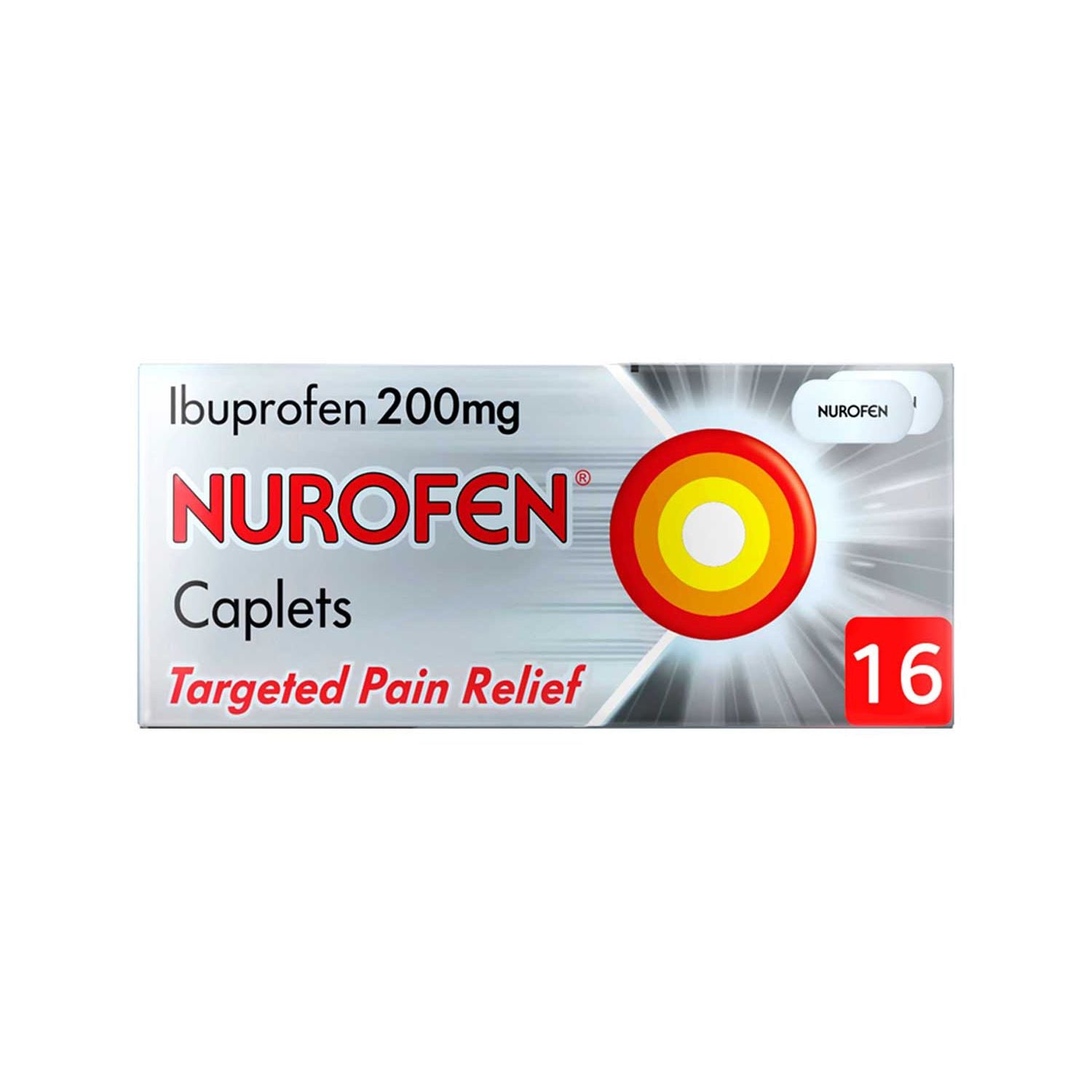 Nurofen pain relief caplets 200mg 16 pack, imported from the UK