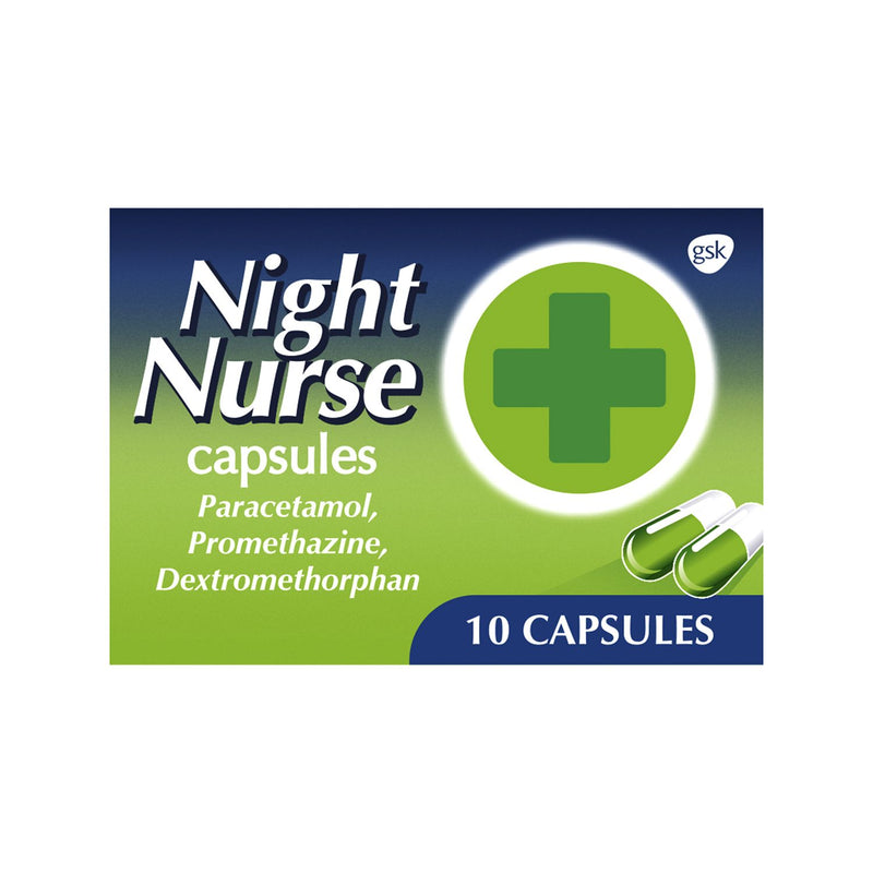 Boots Night Nurse cold and flu relief capsules 10 count - British product
