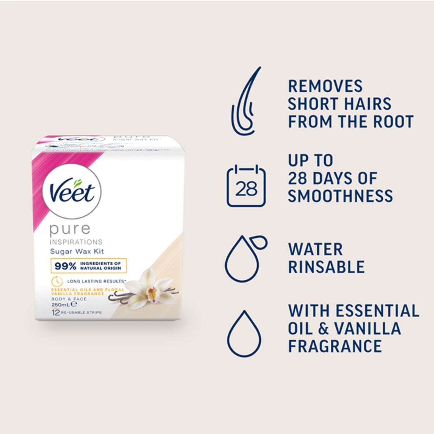 Veet hot wax floral vanilla 250ml - British product
