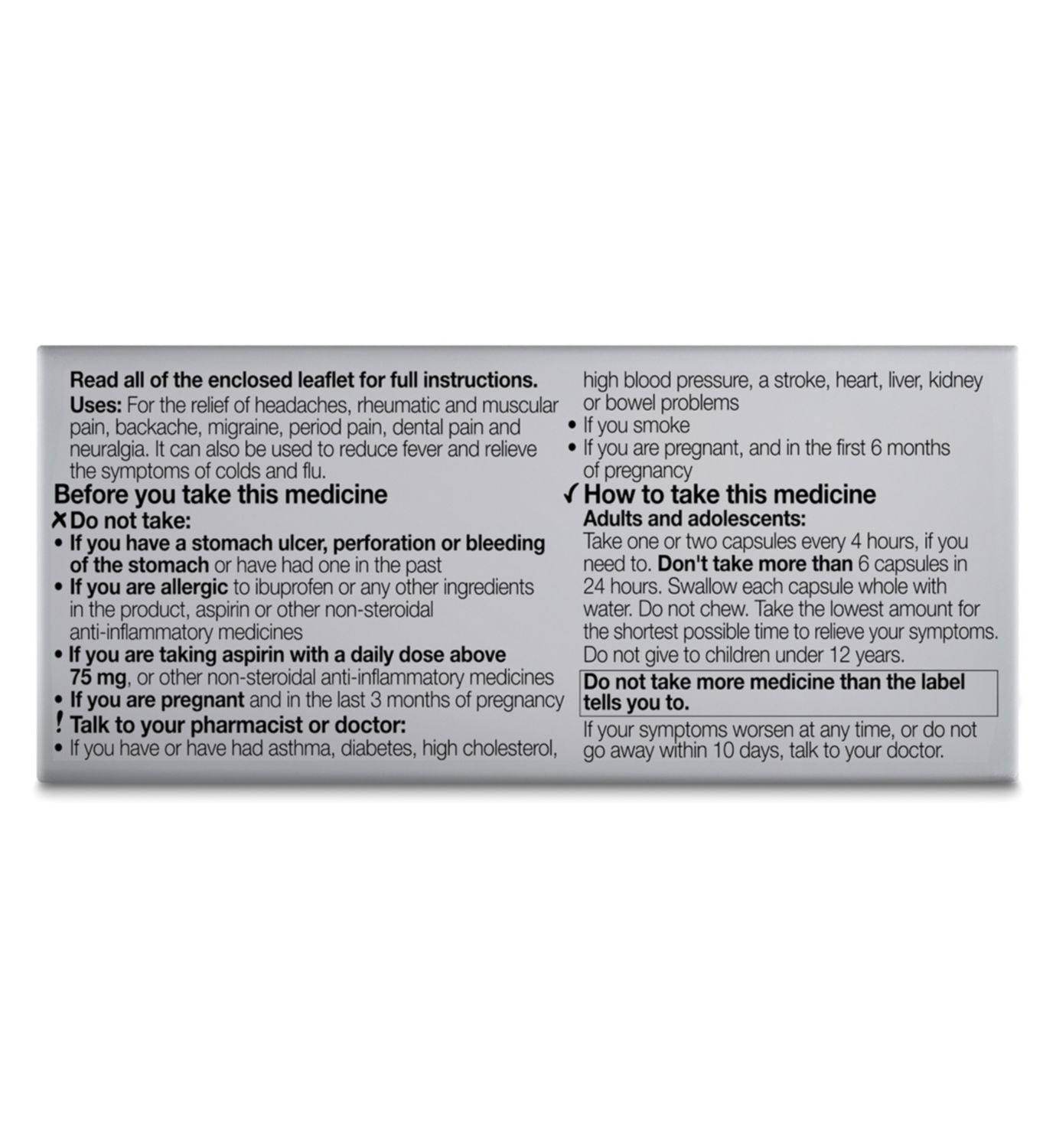 Boots ibuprofen 200mg pain relief capsules 16 count - British product