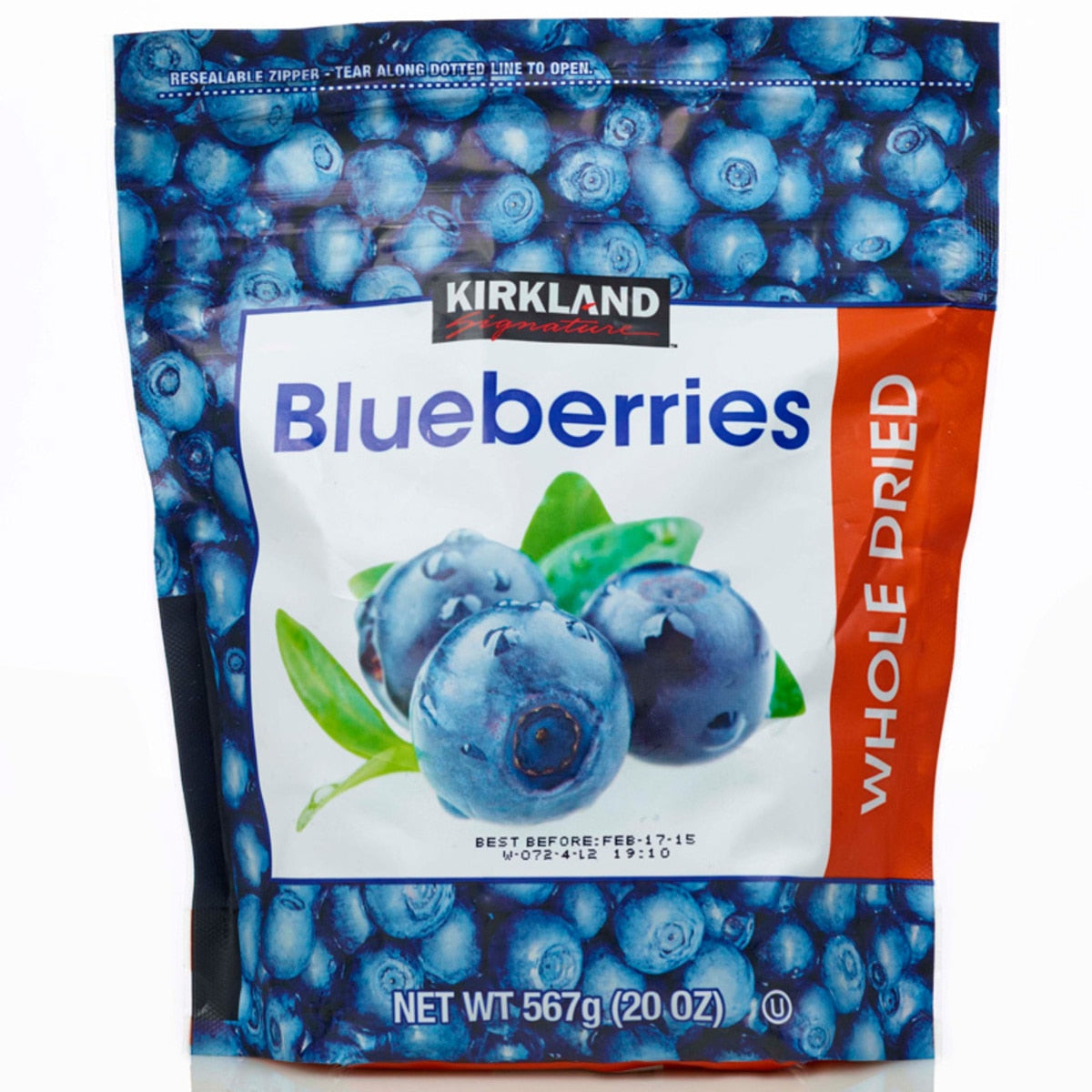 Kirkland Signature whole dried blueberries 567g, UK version
