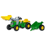 Rolly Kid John Deere tractor with frontloader and trailer, UK version