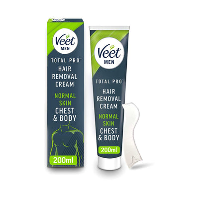Boots Veet Men Total Pro Hair Removal Cream for Chest and Body Normal Skin 200ml- Buy online at McGrocer