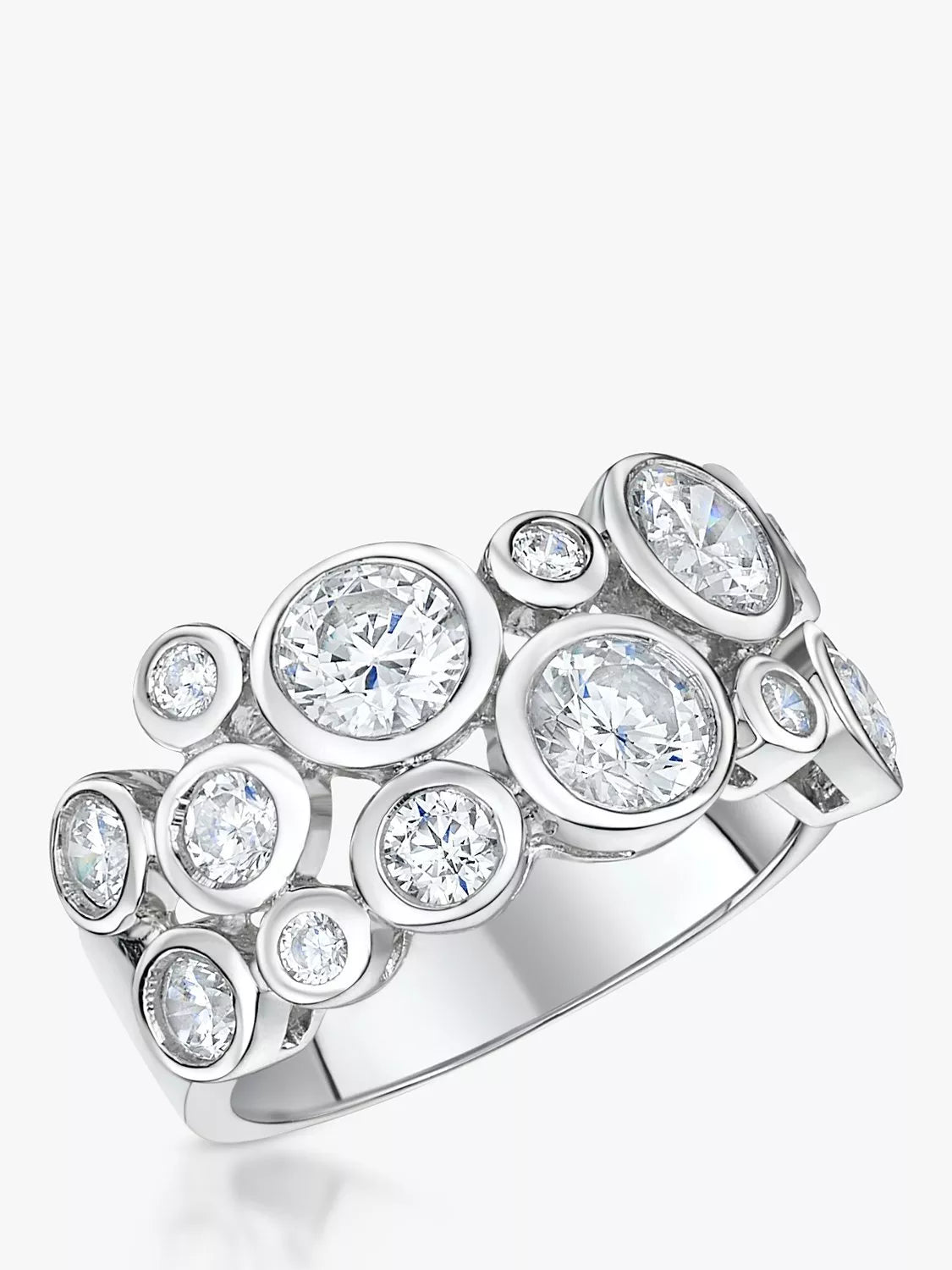 Jools by Jenny Brown Cubic Zirconia Scatter Bubble Ring Silver