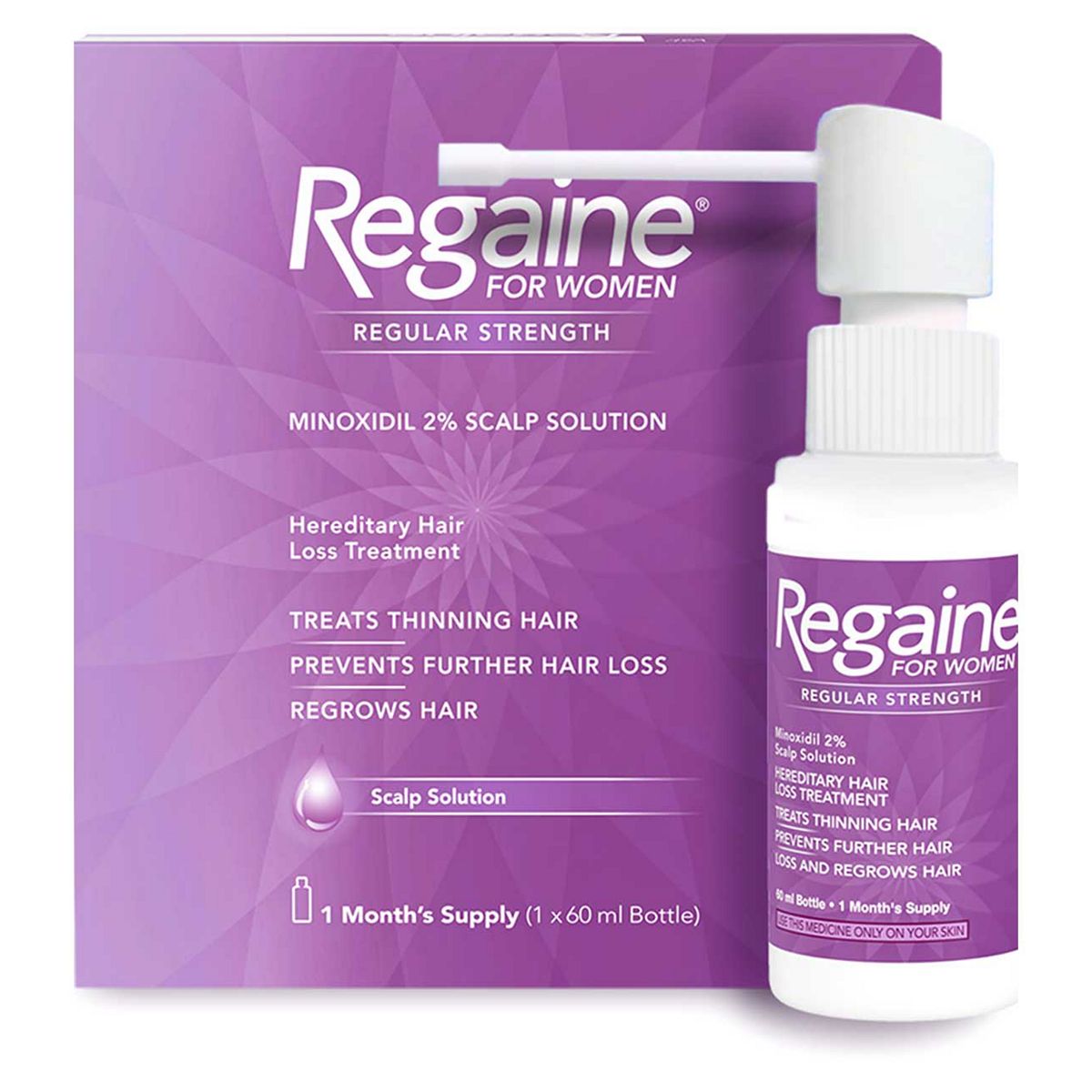 Regaine For Women Regular Strength  Minoxidil 2% Scalp Solution -1 Month Supply GOODS Boots   