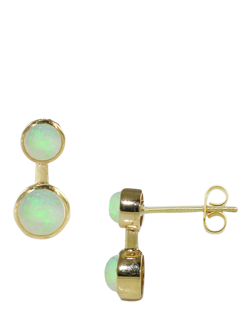 E.W Adams 18ct gold opal earrings D11mm, UK version