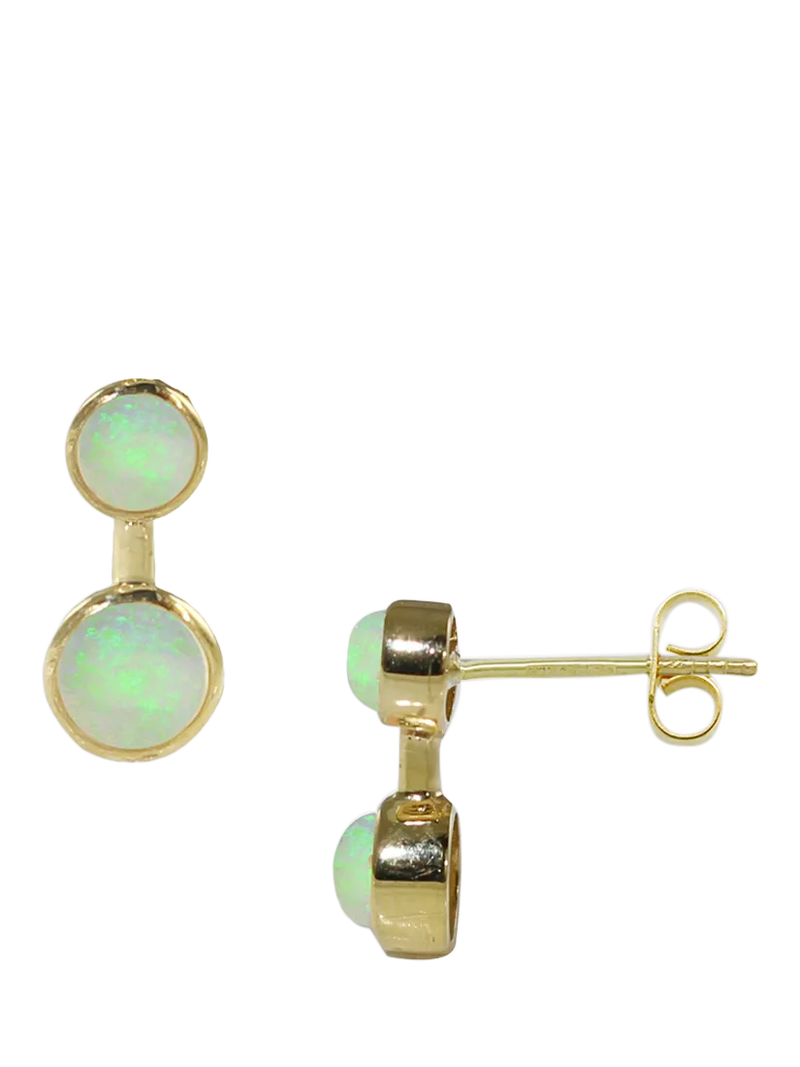 E.W Adams 18ct gold opal earrings D11mm, UK version